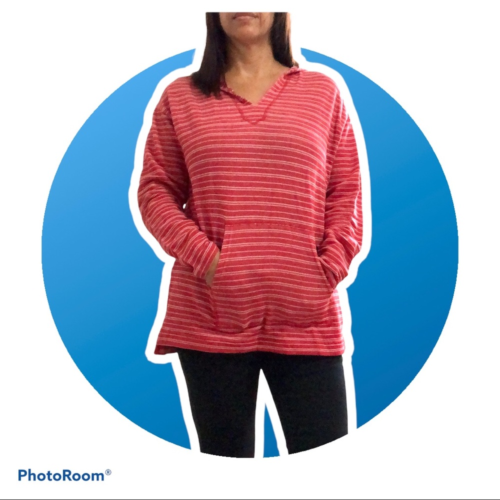 Red Stripes Pullover with Hoodie